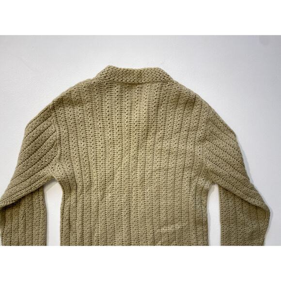 Vintage 60's Jantzen Wool Mens Sweater / XL / Mod Chunky Pullover Striped Beige - Picture 5 of 9